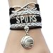 Infinity love Spurs Basketball Charm Bracelet-Leather Braid Handmade Fans Gift