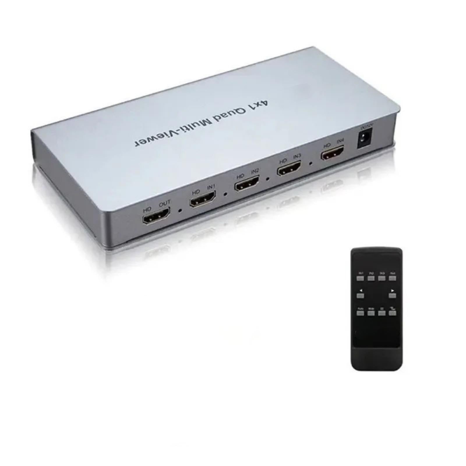 Splitter di segmentazione dello schermo con ingresso a 4 canali, compatibile 4x1, Quad Multi-viewer, passaggio senza interruzioni da PC a TV