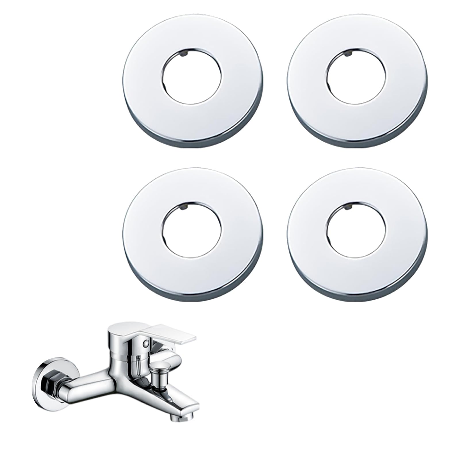 Rosone Per Miscelatore Doccia | 2 Pezzi | Acciaio Inox | Diametro Int. 60mm Est. 140mm | ALI2 - Foto 5