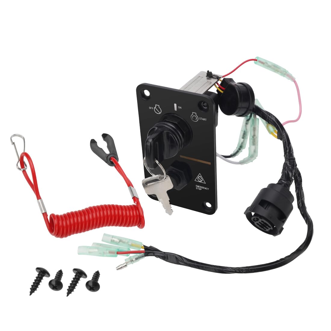 Panneau d’allumage principal avec clé pour hors-bord Yamaha 2T/4T avec faisceau 10 broches commande mécanique