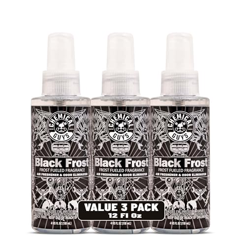 Image of Chemical Guys, Black Frost Air Freshener & Odor Neutralizer, 4 oz, 3 Pack | Bold ice-cologne Black Frost scent refreshes interiors while neutralizing odors, three per pack