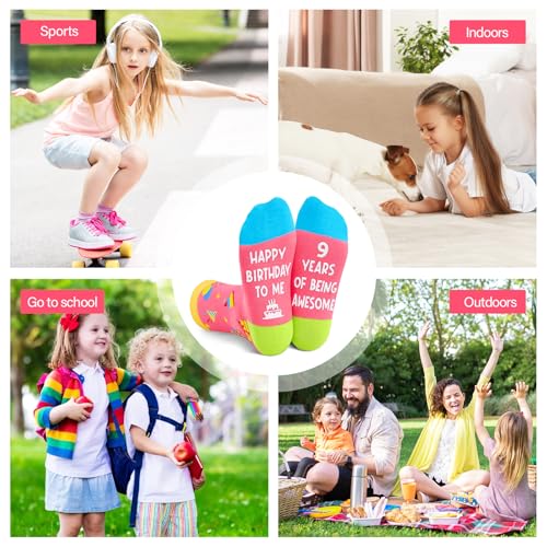 Jognee Chaussettes pour filles, cadeaux d'anniversaire de 9 ans pour filles, cadeaux pour filles de 9 à 11 ans, 9ème anniversaire pour moi rose, One Size – vue 6