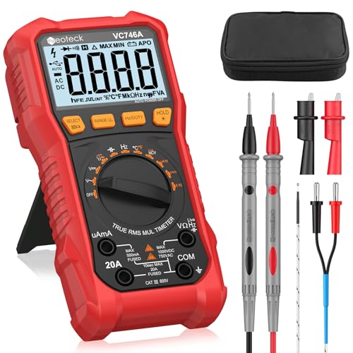 Neoteck Multimètre Numérique 2000 Comptages Testeur Électrique AC DC Courant Tension Résistance Capacité NCV Fréquence Température avec Pince Crocodile...