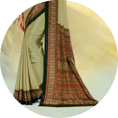Image of Jaanvi fashion Women's Crepe Silk Saree with Unstitched Blouse Piece | Soft Lightweight Traditional Ethnic Wear Saree for Party, Wedding, Festival
