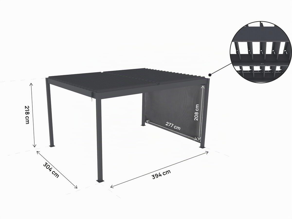 Pergola bioclimatique avec Store en Aluminium Windsor - 3 x 4 m - Gris