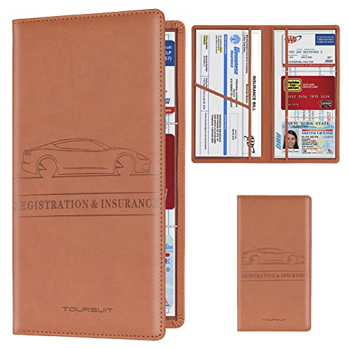Image of TOURSUIT Car Registration & Insurance Card Holder, Brown