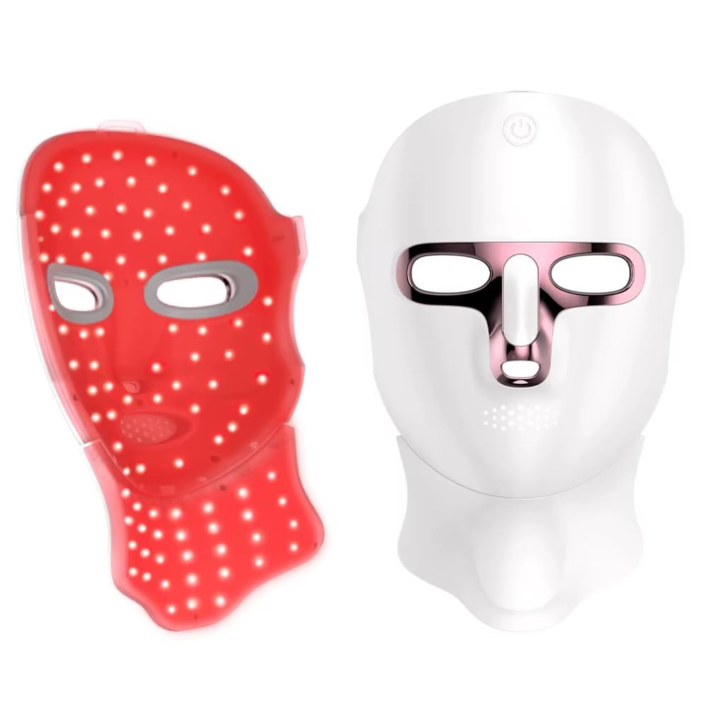 Maschera facciale a LED a 7 colori Viso e collo Photon Ringiovanimento della pelle Sbiancamento, Antirughe, illuminante, Anti-età ricaricabile Cura del viso Trattamento di bellezza