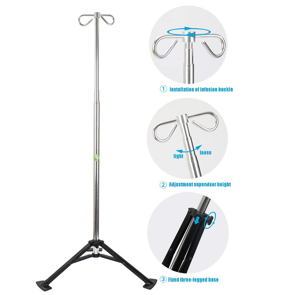 Klappbarer Infusionsständer, Tropfständer, höhenverstellbar, tragbar, Edelstahl-Infusionsständer für Klinik oder Zuhause, einfach zu montieren