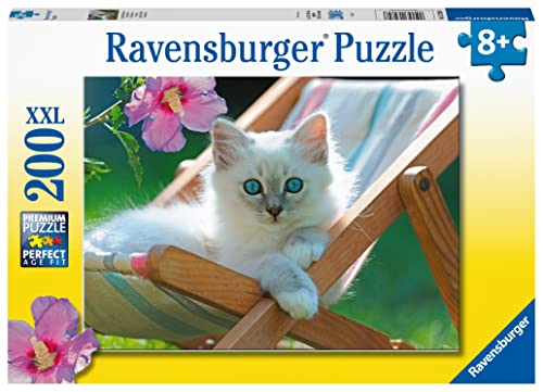 Ravensburger - Puzzle Enfant - Puzzle 200 p XXL - Chaton Blanc - Dès 8 Ans - 13289