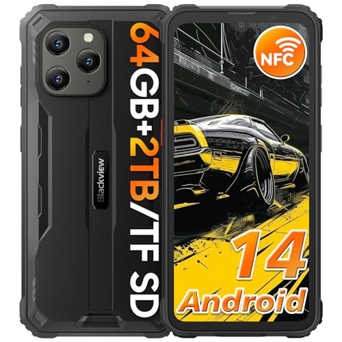 Blackview Android 14 BV5300Pro Movil Irrompible 6580mAh, 12GB+64GB (TF 1TB) Movil Resistente, Helio P35 Octa Core /6.1''HD+/13MP+8MP/3 Slot Dual 4G SIM/OTG/GPS/NFC/IP68 IP69K/Face ID Móvil Rugerizado