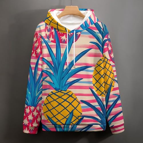 Sweat à capuche rayures d'ananas colorées pour un style décontracté