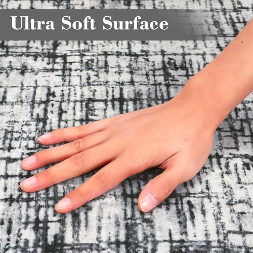 COZYLOOM Living Room Rug 6x9 Rug Washable Rug for Bedroom Modern Rug Non Slip Large Area Rug Abstract Soft Throw Rugs Low Pile Stain Resistant Carpet for Office Nursery Dining Room 6'x9' Grey