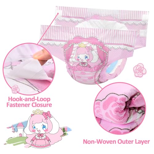 Image of Littleforbig Adjustable Hook-and-Loop Fastener Closure Adult Printed Cloth Back Diaper 10 Pieces - Little Beauty (X-Large 48 inch-56 inch)