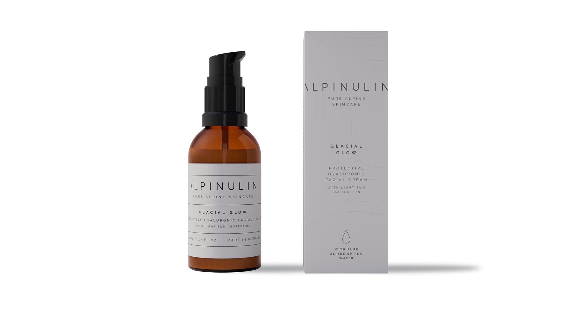ALPINULIN GLACIAL GLOW Gesichtscreme Damen 50ml Vegan - Natürliche Feuchtigkeitscreme fürs Gesicht mit reinem Alpen-Quellwasser, Lichtschutzfaktor 15
