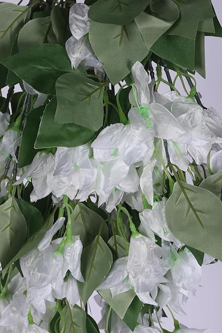 Image of Nutts Artificial Bougainvillea Silk Vines Creepers Hanging Flower Garland for Wedding & Home Decoration, Flower Garland (2, Bougainvillea Creeper (White))