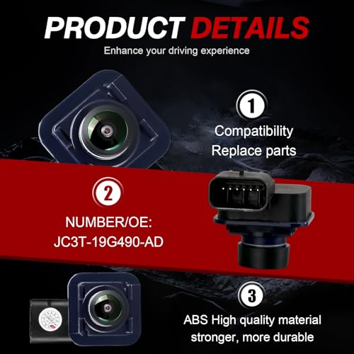 Image of Rear View Backup Camera JC3T-19G490-AD Replacement Compatible with F250 F350 F450 F550 Super Duty 2017-2022 6.2L 6.7L 7.3L Back Up Camera Replaces JC3T19G490AD
