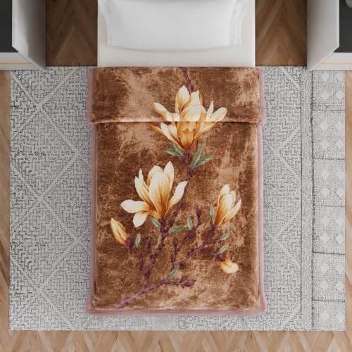 Image of Signature Special Limited Edition Super Soft Double Layered Blanket - 1100 GSM Winter Luxury - Reversible, Ultra Warm & Plush - King & Single Bed (Amber Paisley Garden, Single Bed)
