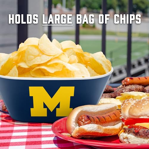 Image of YouTheFan NCAA Michigan Wolverines Officially-Licensed Large Party Bowl - 100% Melamine, Dishwasher Safe, BPA Free - Holds Large Bag of Chips - Sleek Design - Perfect for Game Day or Any Day