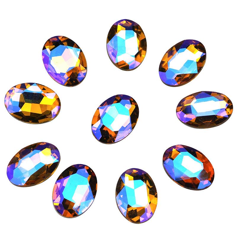 Wasser für Schmucksteine, AB Oval Glas Strass Nicht Hotfix Kleber Auf Acryl Multicolor Mehrere Größen Pack DIY(Sapphire45,8x10mm 50pcs)