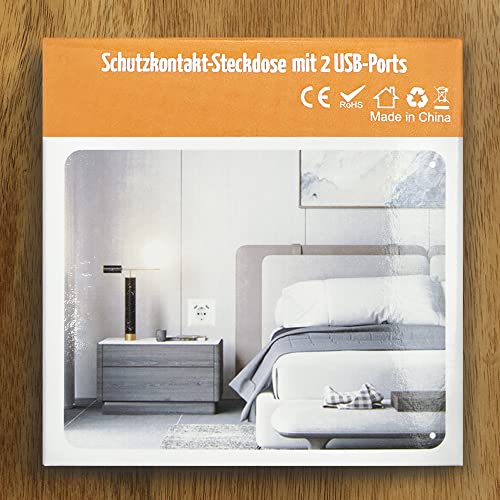 Presa Schuko con 2 porte USB 3.4 A, colore grigio