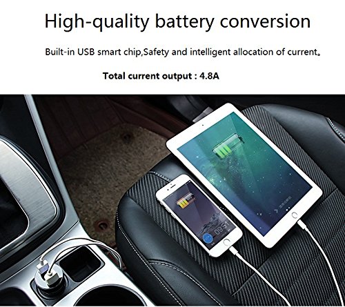 Dual USB Car Charger,Output 4.8A Car Adapter,Cigarette Lighter Voltage Meter Compatible for iPhone,iPad,Samsung,LG,Google Nexus,Other USB Devices,Black