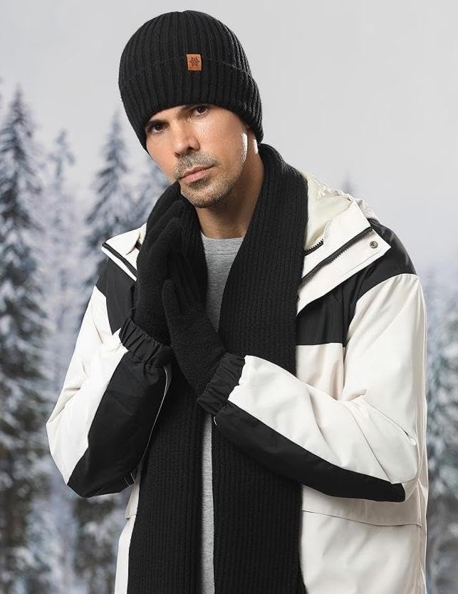 Cyihual Winter Hat Gloves Scarf Set for Women and Men, Touchscreen Gloves, Fleece Lined Knit Beanie & Long Scarf | 3 in 1 Set - Image 8