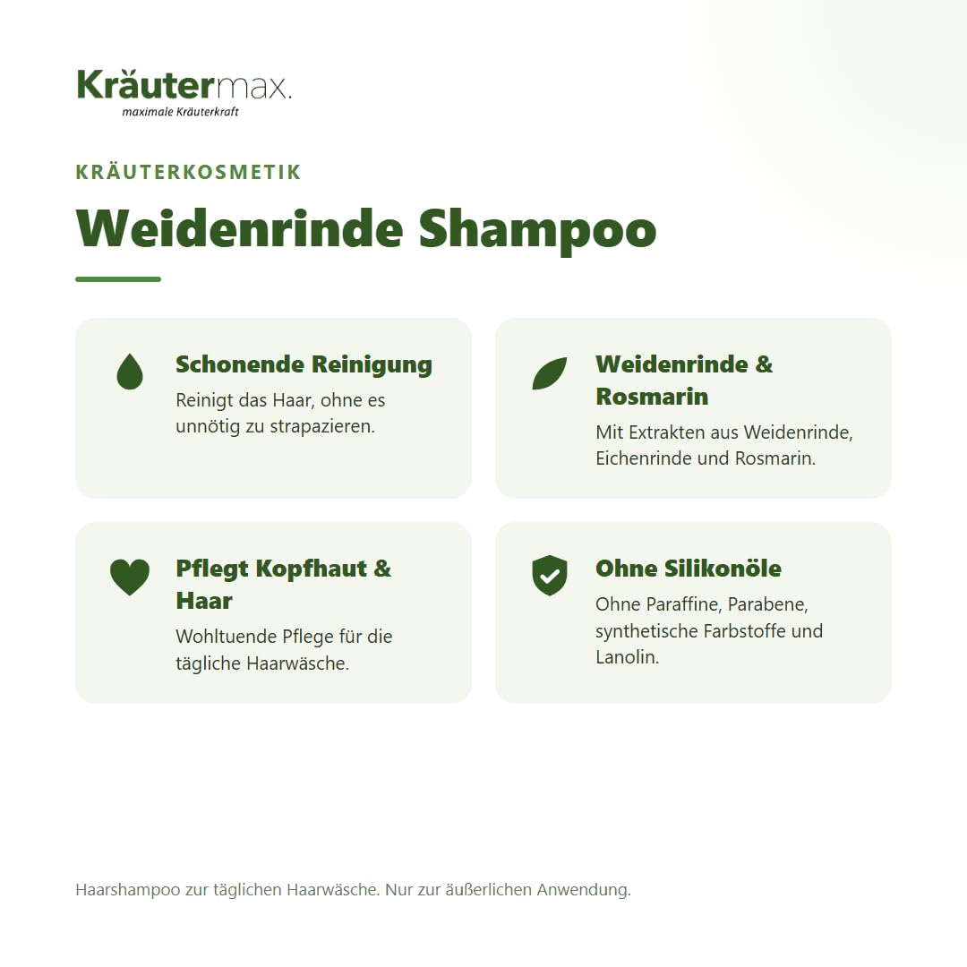 Kräutermax Weidenrinden Shampoo Läuse mit Weidenrinde Extrakt 3 x 250 ml