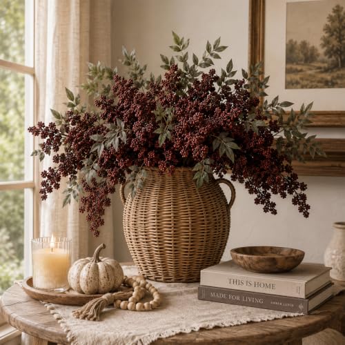 Suncalla 5 Pcs Dusty Plum Faux Fall Berry Stems for Vase, 31.5 Inch by Suncalla - Used condition - Image 2