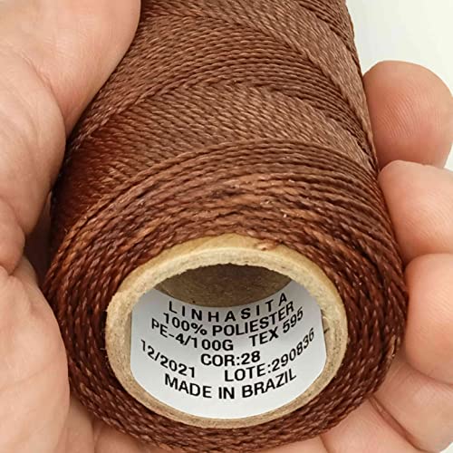 Linhasita Waxed Thread 100 g / 170 m Polyester 1 mm Thick Macrame, 30 Colours Chocolate Brown, 170 metros / 100 gr - Image 4