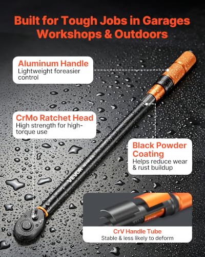 Image of VEVOR Torque Wrench 1 /2-inch Drive Click Torque Wrench ±3% High Precision, 29.4-294.1 lbf-ft / 40-400 N.m, Dual Scale Readings, with Extension Bar, Adapter and Storage Case, for Automotive Repair