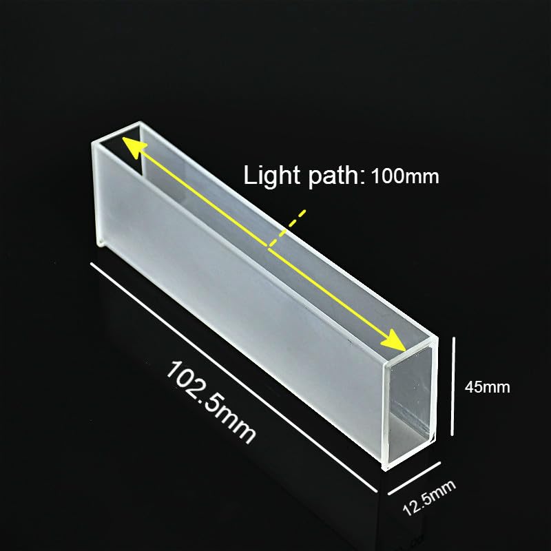 Cubeta de cuarzo con trayectoria de luz de 100 mm, celda de espectrómetro (celda de muestra líquida), 35 ml, for tecnología de sinterización de frita de espectrofotómetro, 1/paquete