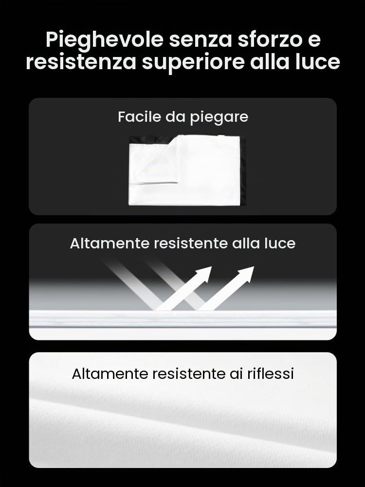 JMGO Schermo per proiettore da 100 pollici, supporto 4K/3D/HDR, anti-rughe, alto contrasto, proiezione frontale e posteriore, facile installazione per home theater, film all'aperto, ufficio e giochi