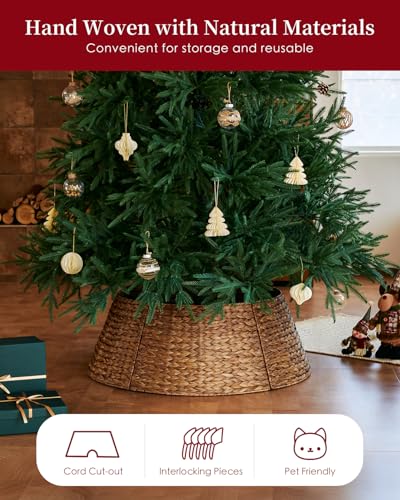 28in Brown Woven Hyacinth Christmas Tree Collar for Artificial Trees for 6ft 7.5ft Tree - image 9