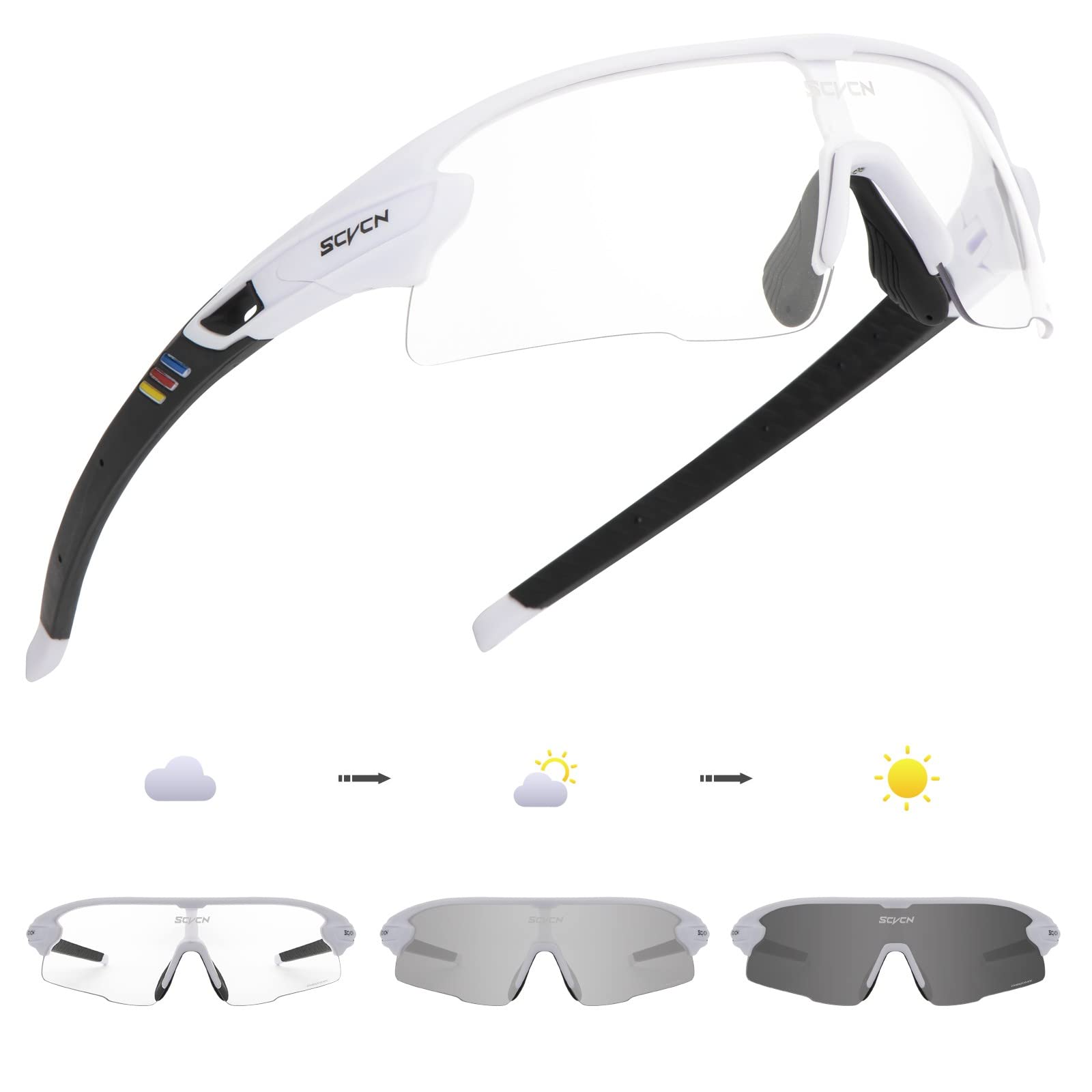 SCVCN Gafas de Ciclismo Fotocromáticas Hombre Mujer TR90 Gafas de Sol Deportivas Running Transparente Gafas MTB Bicicleta Montaña Gafas Bici BTT Accesorios