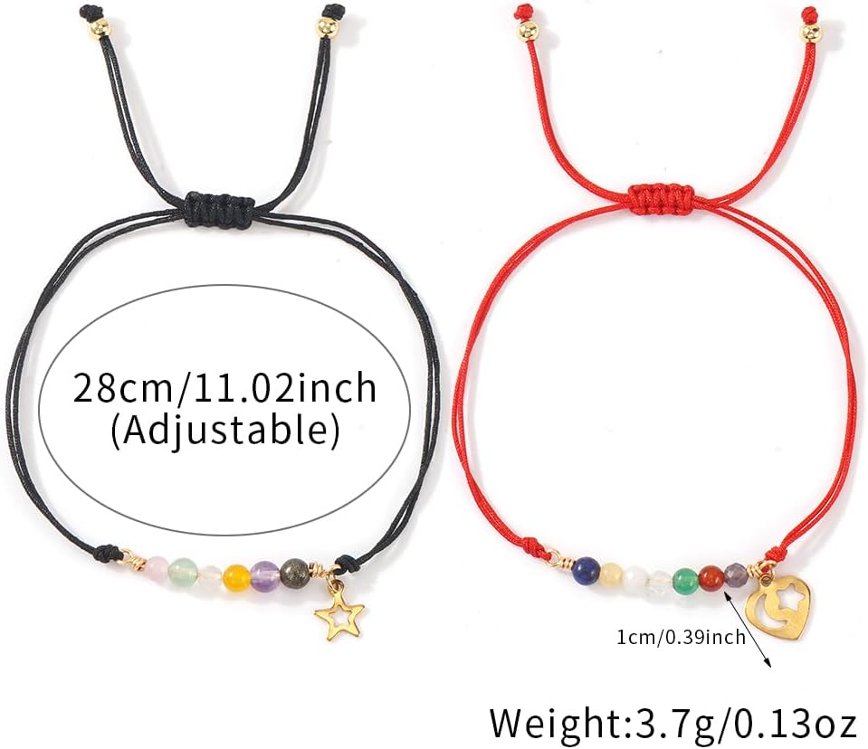 Gold Heart Red String Matching Beaded Strand Couple Bracelets for Women,Stackable Charm Beads Friendship Jewelry Gift for Him Valentines Day - Image 7