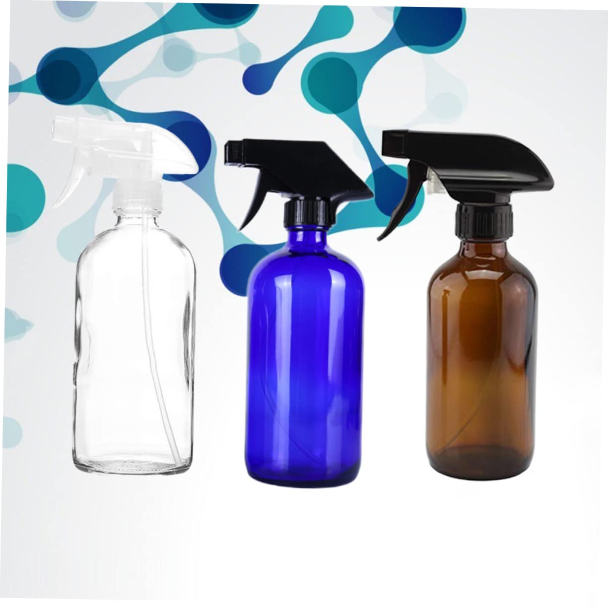 SOLUSTRE Set 3 Bottiglie Spray Ricaricabili 500ml in Vetro per Viaggio | Nebulizzazione Uniforme, Leggere e Riutilizzabili, per Profumo e Essenze Pure, Confezione da 3 Pezzi