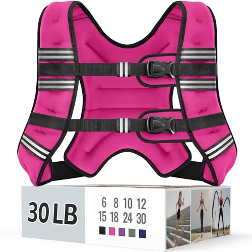 Image of Zeerun Weighted Vest, 6lb /8lb /10lb /12lb /15lb /18lb /20lb /24lb /30lb for Men Women, Reflective Stripe Adjustable Buckle, Comfortable Durable Rucking Vest for Walking Running Strength Training