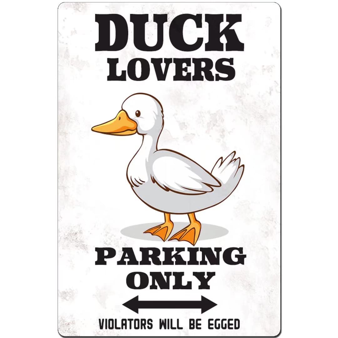 Duck Lovers Parking Only Metal Tin Sign - Violators Will Be Egged-Novelty Caution Sign Wall Deor for Home Garage Farm Coffee Bar Outdoor Parking Lot 12x16