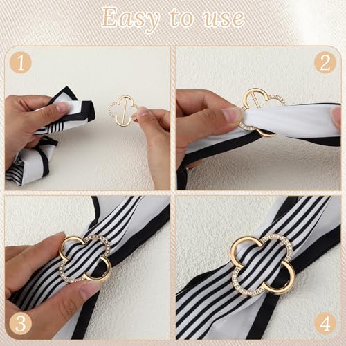 Image of ElevateTech 8pcs Silk Scarf Ring Clip T-shirt Tie Clips for Women Fashion Clothes Corner Knotted Button for Women Fashion Metal Round Circle Shirt Clip Buckle Waist Cincher Clips Tightener