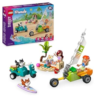 LEGO Friends Chiens surfeurs et Aventures en Scooter - Jeu de Construction pour Les Filles dès 6 Ans - Jouet interactif avec 2 Mini-poupées et 2 Corgis Miniatures 42641