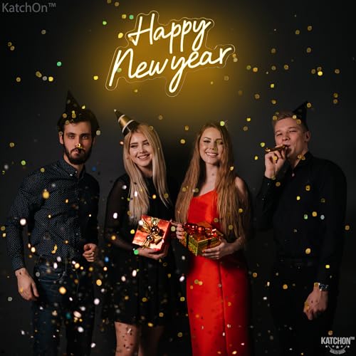 Image of KatchOn, Happy New Year Neon Sign - 16x11 Inch | Happy New Year Led Neon Sign for New Years Decorations 2026 | NYE Lighted Sign, New Years Eve Party Supplies 2026 | New Year Light Up Sign