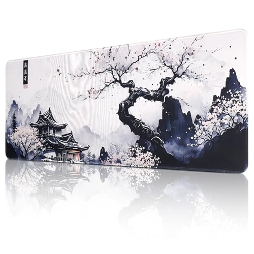 Yimomoyi Gaming Mauspad 900 x 400mm - Mousepad XXL - rutschfeste Mauspad groß - verbessert die Präzision und Geschwindigkeit -(Ink Painting Black & White)