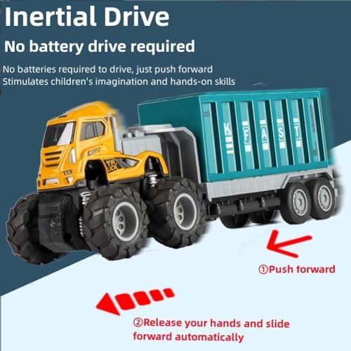 Image of Alloy Die cast 1:43 Logistic Transport Truck Toys Friction Powered Car Carrier Truck for Kids Boys Girls Miniature Toy Pull Back Vehicle Gift (Multicolor, Pack of 1)