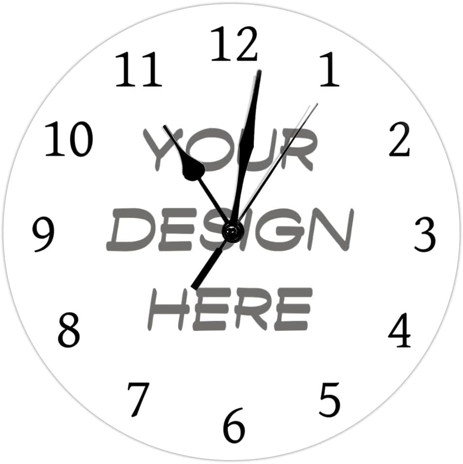 Personalized Wall Clocks Custom Clock with Your Picture/Photo/Logo/Any Design Wall Clock for Home Living Room Decor Housewarming Gift Wedding Gift (12 inch, Round)