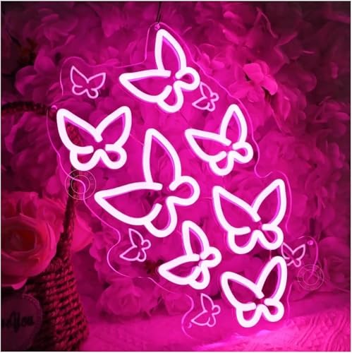 Néon rose décoratif papillon : l'idée cadeau d'anniversaire parfaite pour une veilleuse originale