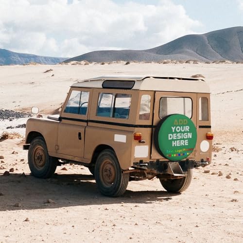 Image of Custom Spare Tire Cover with Picture, Customize Wheel Cover with Logo Personalized Waterproof Dust-Proof Polyester Tire Protectors for Trailer RV SUV All Vehicle, Seagreen