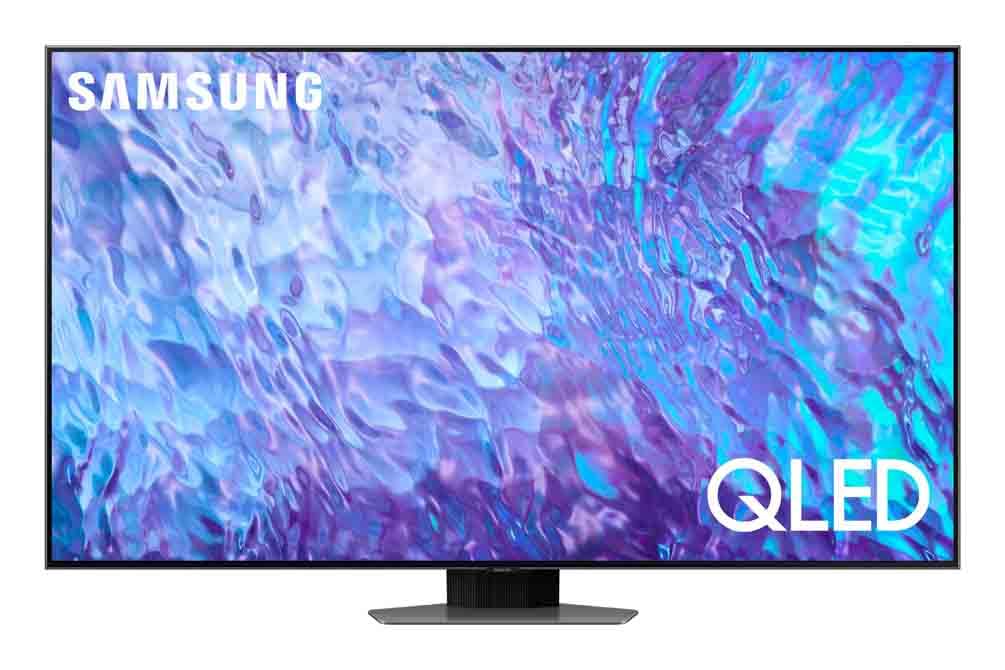 Samsung TV QE55Q80CATXZT QLED 4K, Smart TV 55" Processore Neural Quantum 4K, Direct Full Array, Dolby Atmos, OTS Lite, Integrato con Bixby e Alexa compatibile con Google Assistant, Carbon Silver 2023