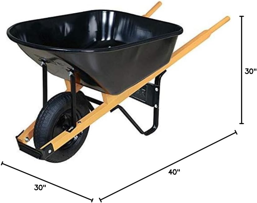 Truper 30354 / T6-6 Cu ft, Stainless Steel Tray, Wheelbarrow Landscaper w/Wood Handle