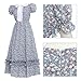 Vibsion Women Pioneer Colonial Dress Floral Prairie Dresses Pilgrim Costume Historical Pioneer Trek Clothing 3Pcs M