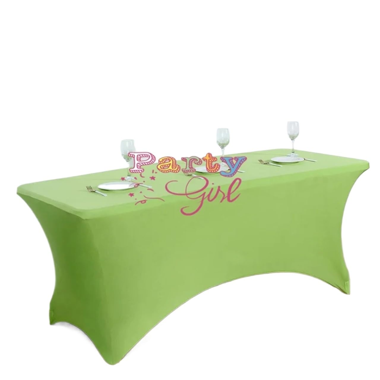 EKalgretrA Table Cloth Red Rectangle Fitted Stretch Spandex Table Cover Tablecloth Lycra Long Bar Cloth For Hotel Event(Green,6ft-183x76x76cm)